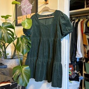Corduroy Aidy Square-Neck Tiered Mini Dress | Madewell
